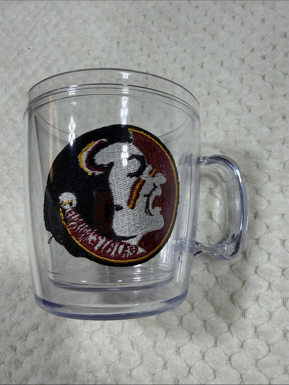 Tervis Clear Acrylic Mug with Embroidered Seminoles Patch